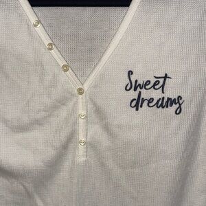 GAP Cream Pajama Top with Sweet Dreams Embroidery
